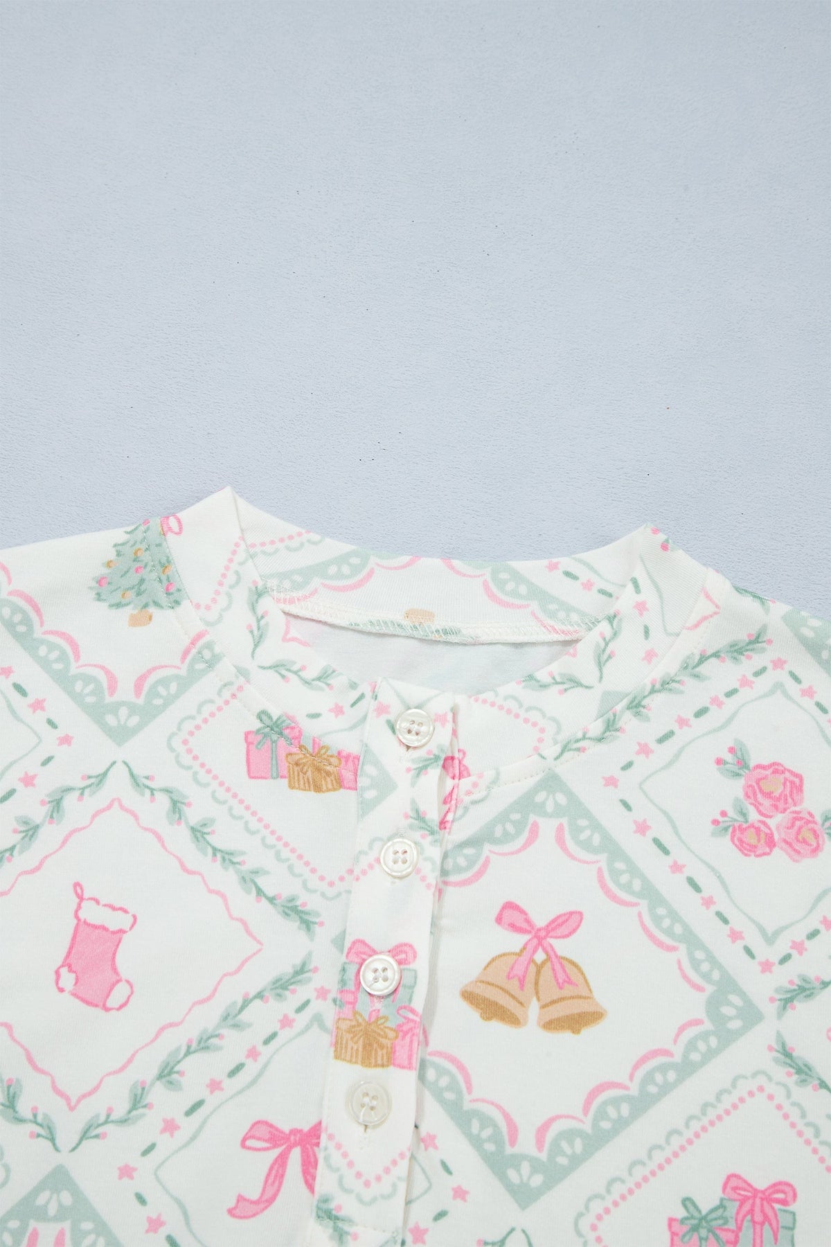 Sugarplum Christmas Patchwork Pajama Set — White