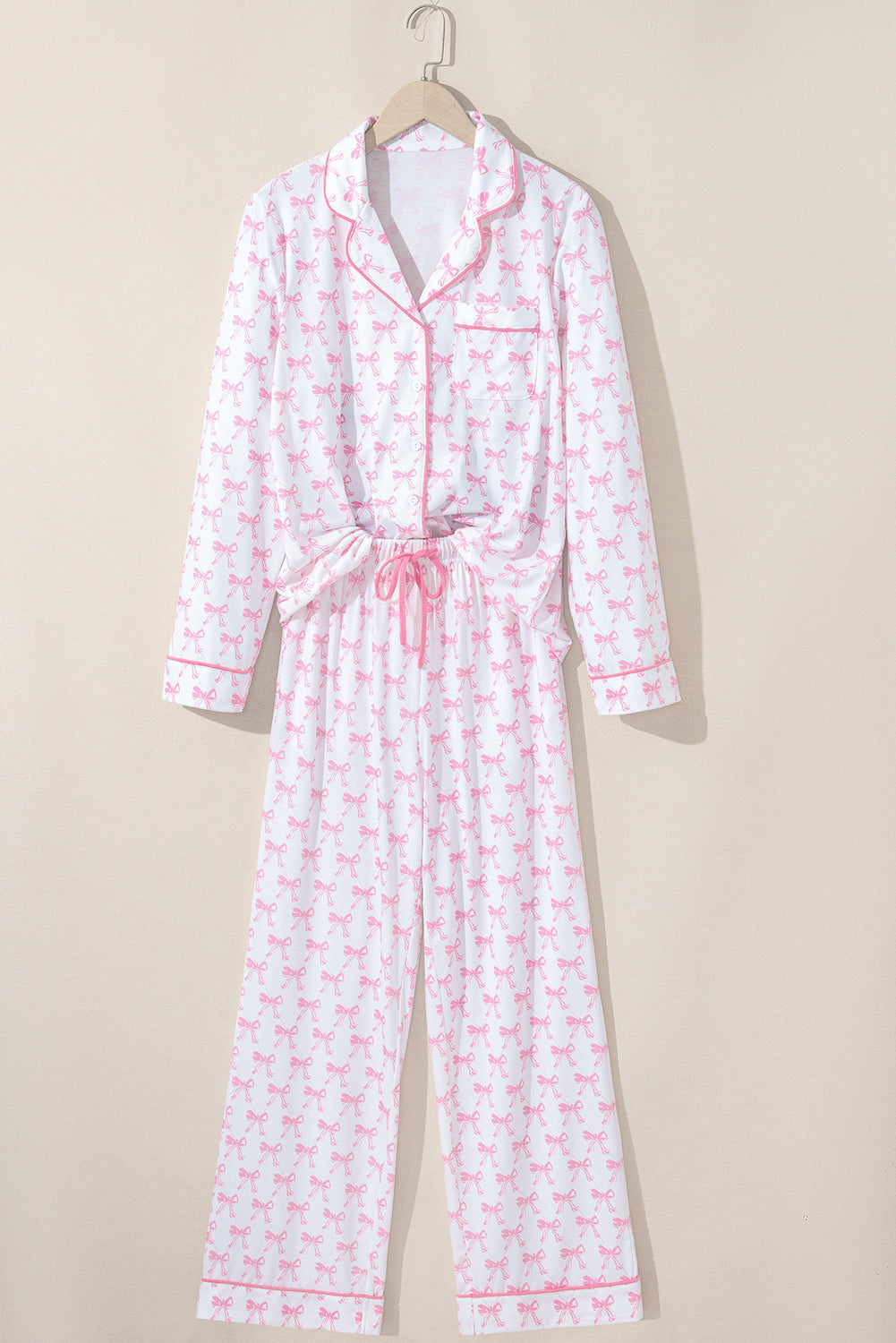 Bow Tie Shirt and Pants Pajama Set