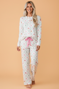 Sugarplum Christmas Patchwork Pajama Set — White