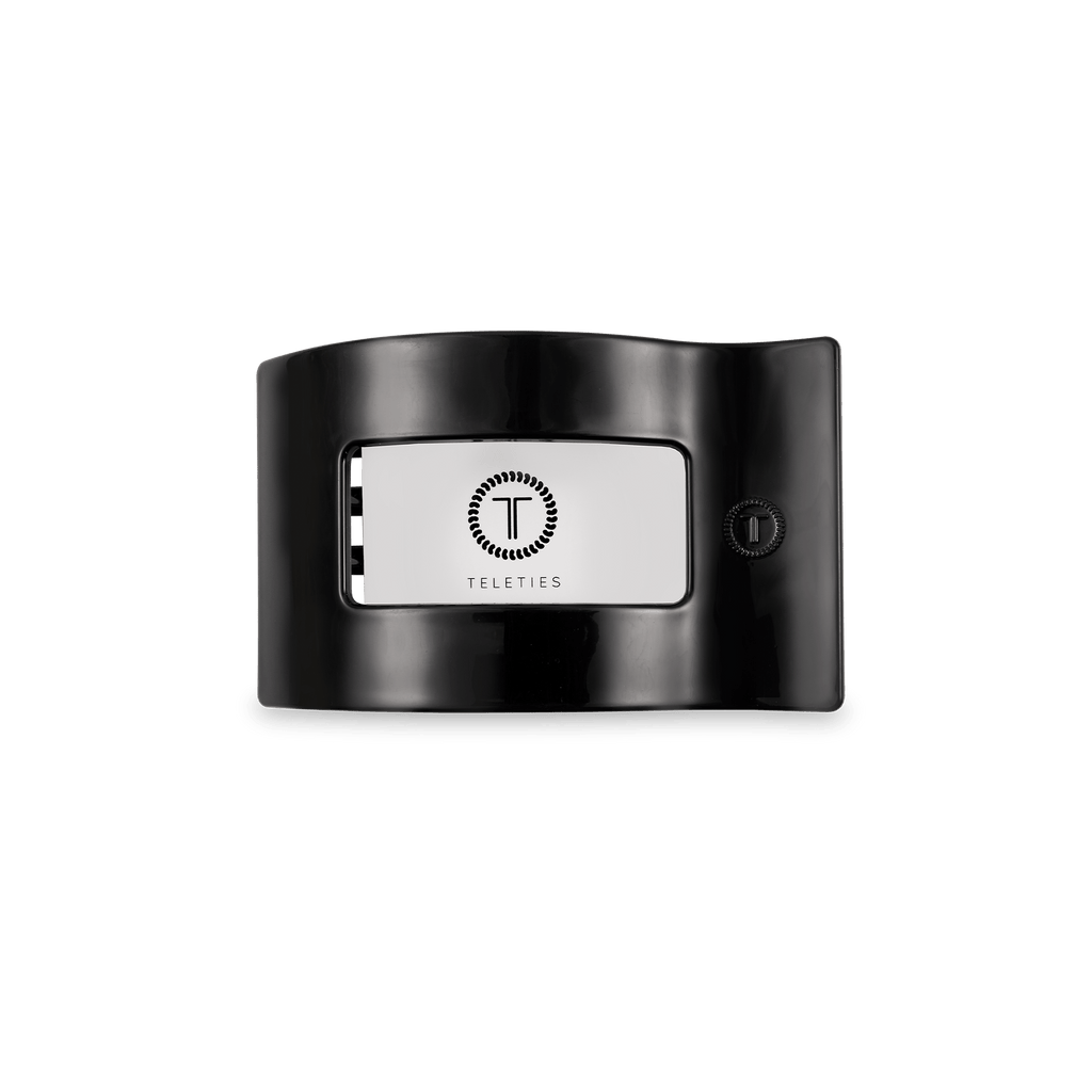 Jet Black Small Flat Rectangle Hair Clip